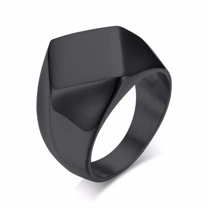 Signet Ring for Men Stainless Steel Quadrangle Flat Top Square