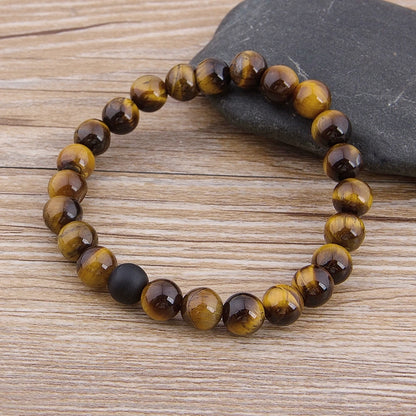 Unisex Marble Bead Tiger Eye Bead Lava Natural Stone Bracelet