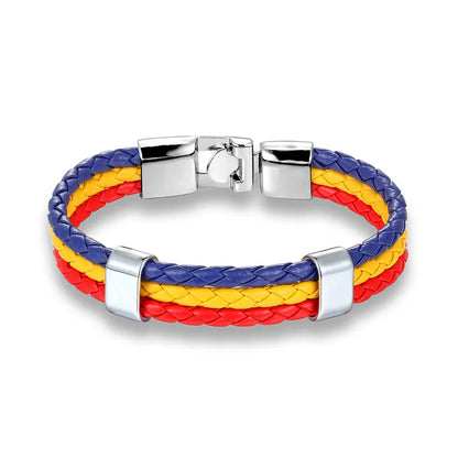 High Quality Country Flag Leather Bracelet for Men Women