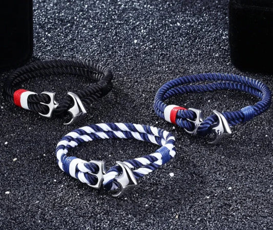 Anchor Bracelets Men Charm Nautical Survival Rope Chain Paracord Bracelet