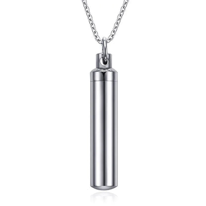 Unisex Capsule Pendant Necklace in Open Cylindrical Pendants Stainless Steel