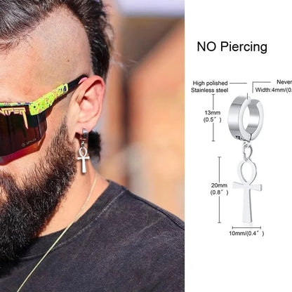 Irregular Triangle Long Chain Cuff Earrings for Men