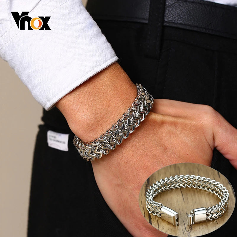 Vintage Oxidized Cool Double Curb Chain Mens Bracelet