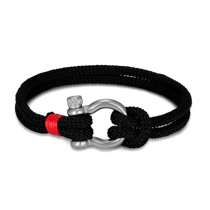 Mens Nautical Double Strand Shackle Clasp Survival Bracelet