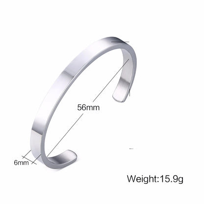 Cuff Bangles Bracelets for Men Women Flat Skinny Stainless Steel Bracelet