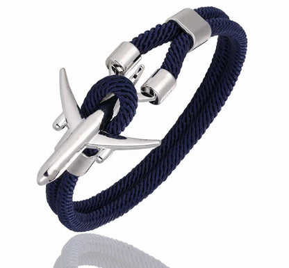 Unisex Airplane Anchor Bracelets Charm Rope Bracelet