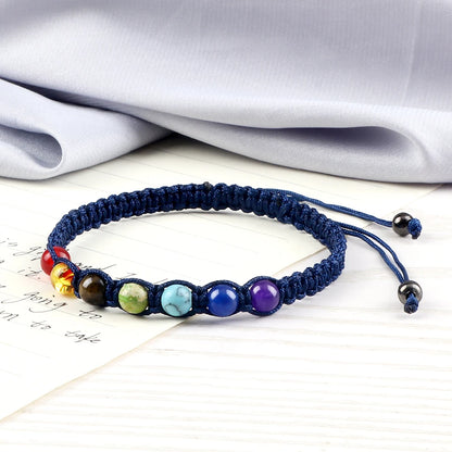 Handmade 7 Chakra Beads Bracelet Natural Stone String Braided