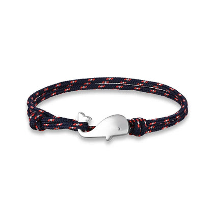 Navy Style Camping Parachute Cord Whale Tail Anchor Mens Bracelet