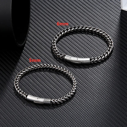 Vintage Oxidized Cool Curb Chain Bracelets for Men Stainless Steel Punk