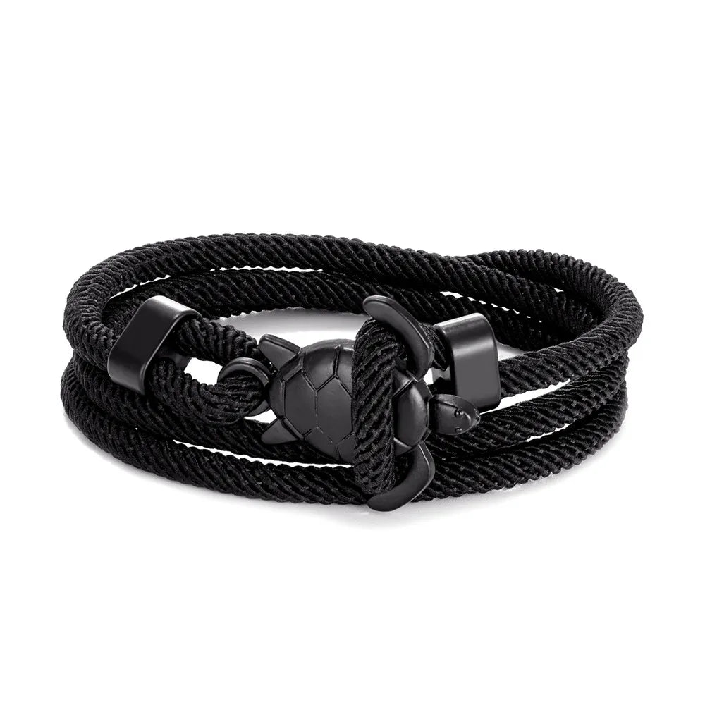 Hand Braided Sea Turtle Viking Bracelet Charms Rope For Men Women