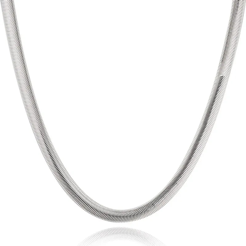 925 Sterling Silver 6mm Flat Snake Chain Necklace For Women Man