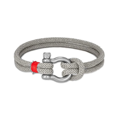 Mens Nautical Double Strand Shackle Clasp Survival Bracelet