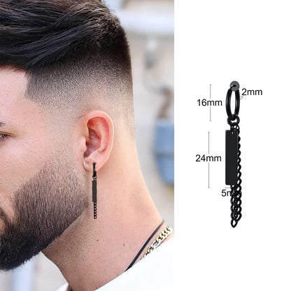 Irregular Triangle Long Chain Cuff Earrings for Men