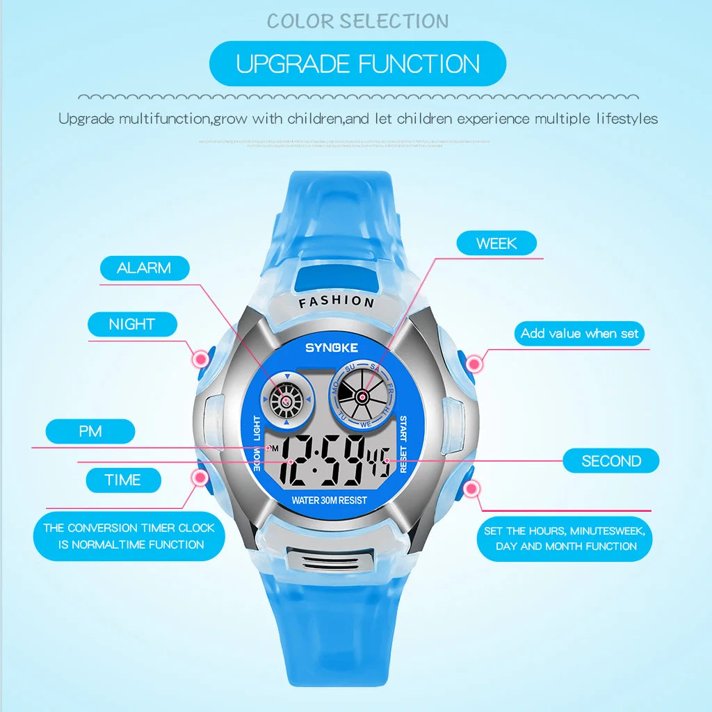 Kids Childrens Digital Watch Boy Girl Waterproof Sports LED Wristwatch