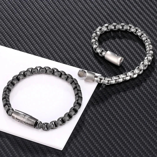 Vintage Oxidized Cool Curb Chain Bracelets for Men Stainless Steel Punk