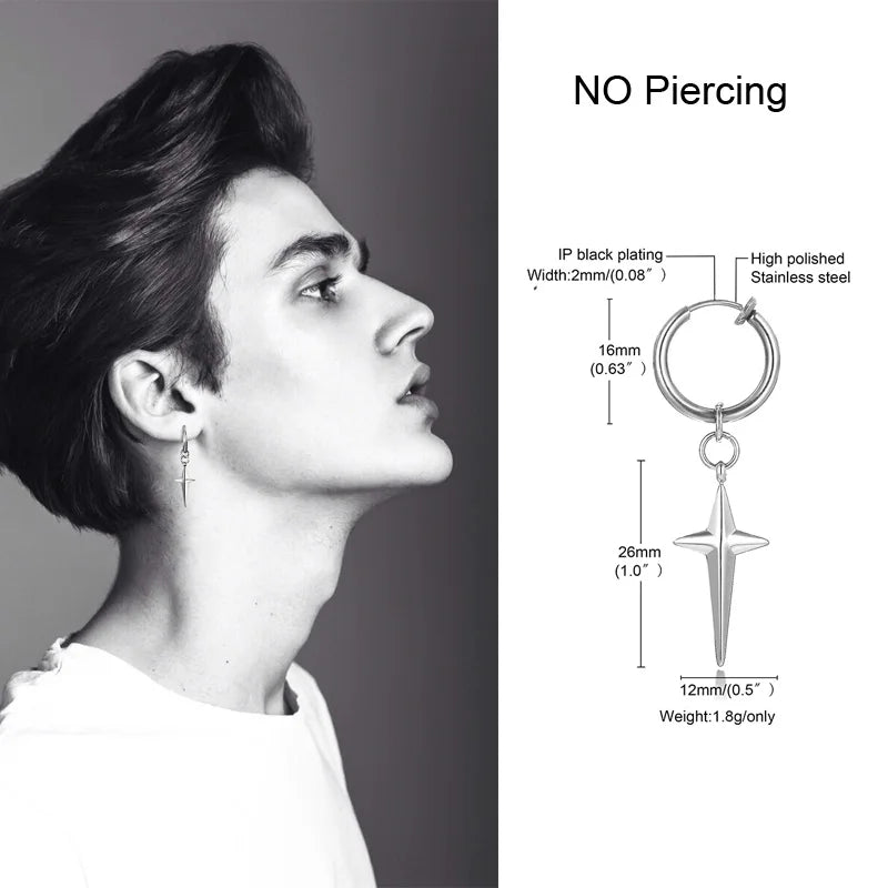 Irregular Triangle Long Chain Cuff Earrings for Men