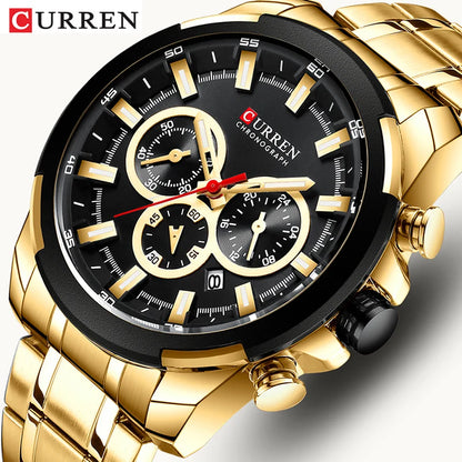 Mens Military Steel Quartz Wrist Watch Chronograph