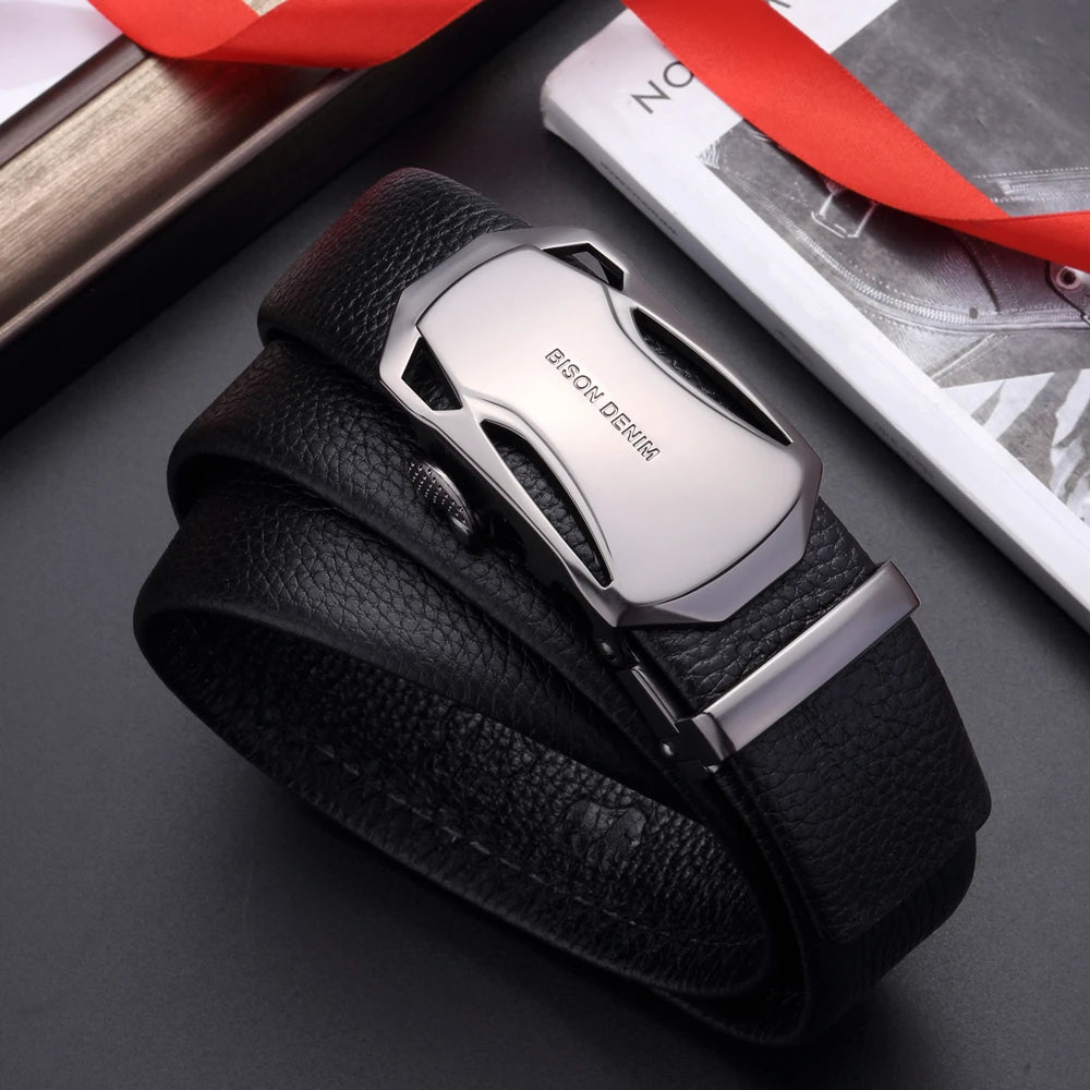 Mens Belt Cow Leather Belts Automatic Buckle