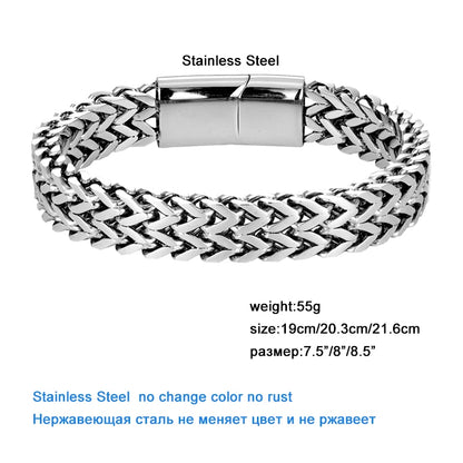 Double Curb Chain Bracelets For Men Stainless Steel Punk