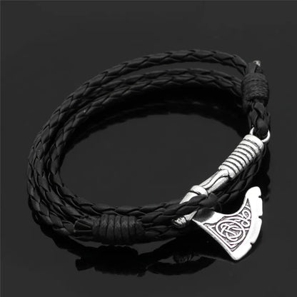 Mens Viking Celtic Wolf Raven Axe Bracelet Odin Symbol