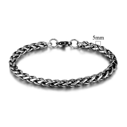 Mens Vintage Stainless Steel Byzantine Curb Cuban Link Chain Bracelets