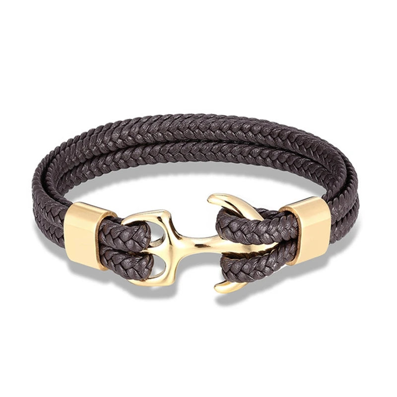 Unisex Anchor Bracelet Woven Multilayer Leather Bracelets