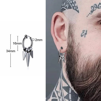 Irregular Triangle Long Chain Cuff Earrings for Men