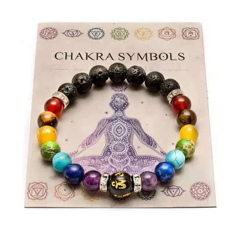 7 Chakra Bracelet with Meaning Cardfor Natural Crystal Healing Anxiety