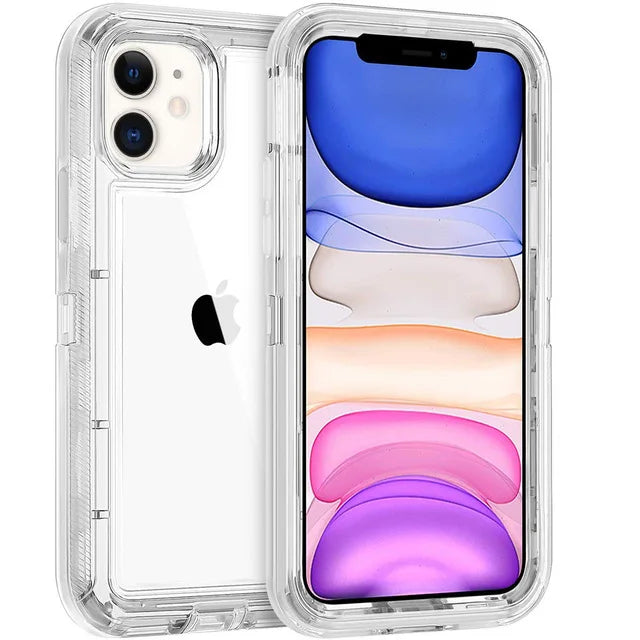 Clear Transparent Shockproof Armor Glossy Plain Case For iPhone 12 13 14 15 16