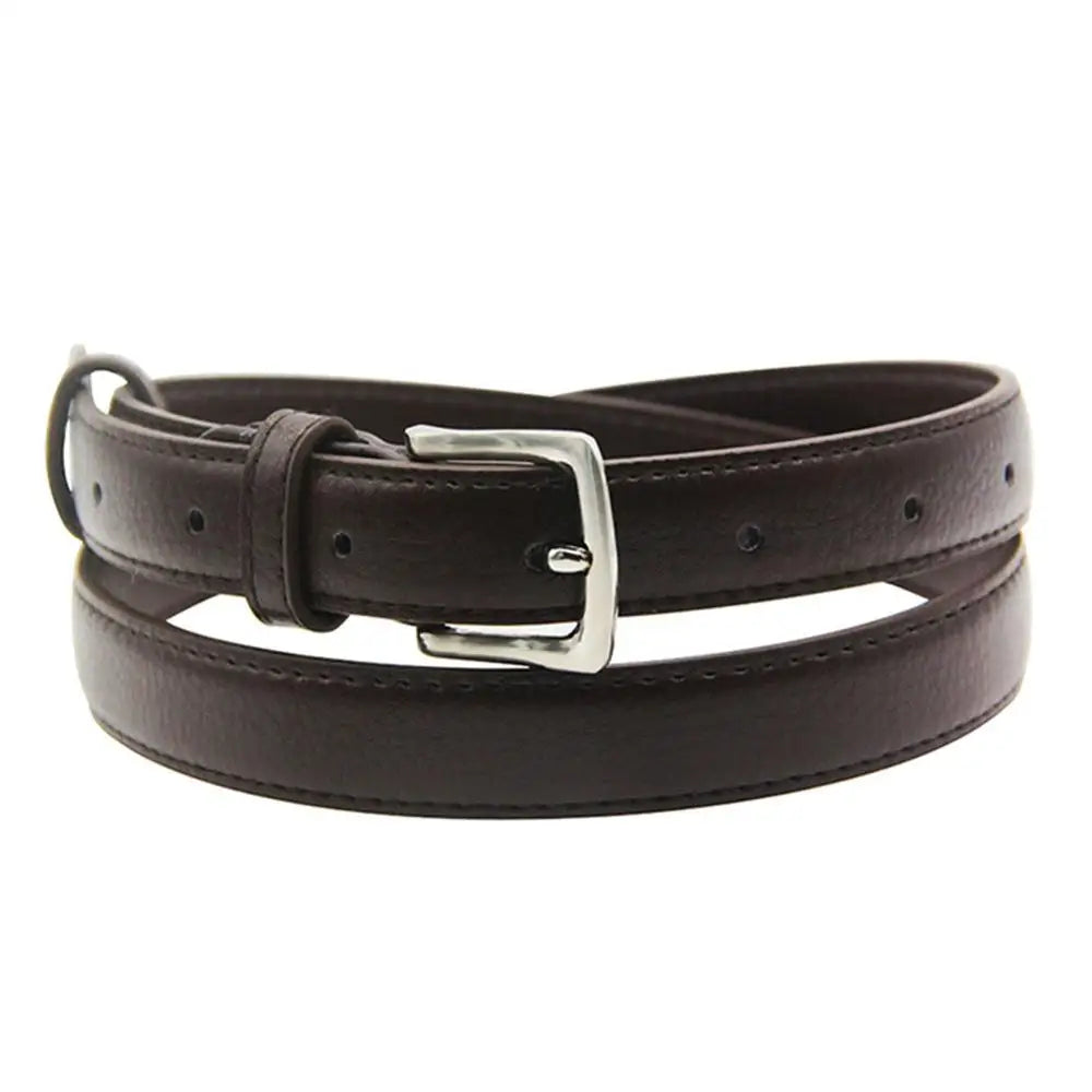 Slim Leather Belt with Pin Buckle Versatile Accessory for Women of All Ages