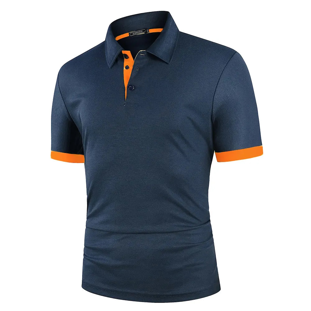 Mens Polo Shirt Short Sleeve Polo Shirts Contrast Color Casual