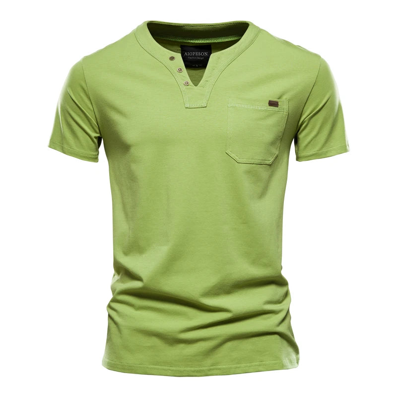 Summer Top Quality Cotton T Shirts Mens V Neck T Shirt