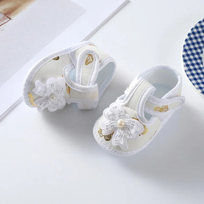 Baby Girl Shoes Cute Floral Bow First Walkers Soft Sole Crib Newborn