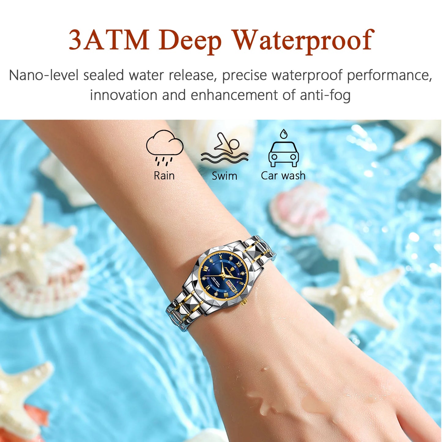 Ladies Dress Quartz Womens Watch Luminous Waterproof Stainless Steel