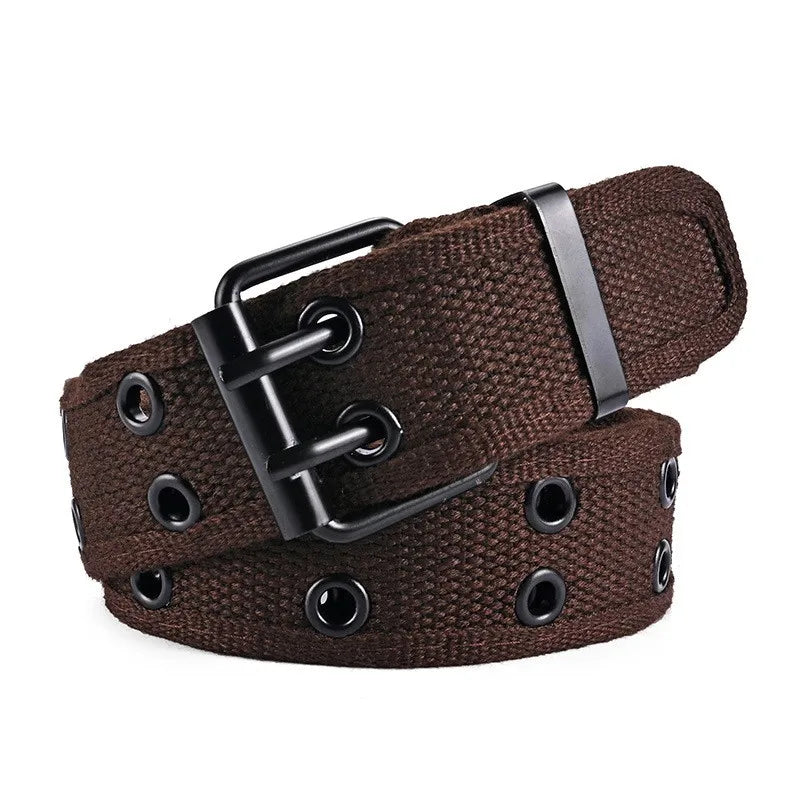 Unisex Double Row Needle Buckle Woven Belt Sports