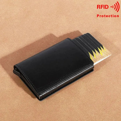 Unisex Wallet Rfid Carbon Fiber Leather Card Holder