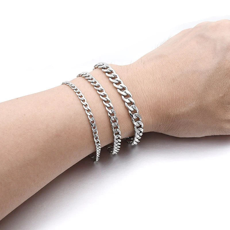 Fashion Stainless Steel Mens Curb Cuban Chain Bracelet