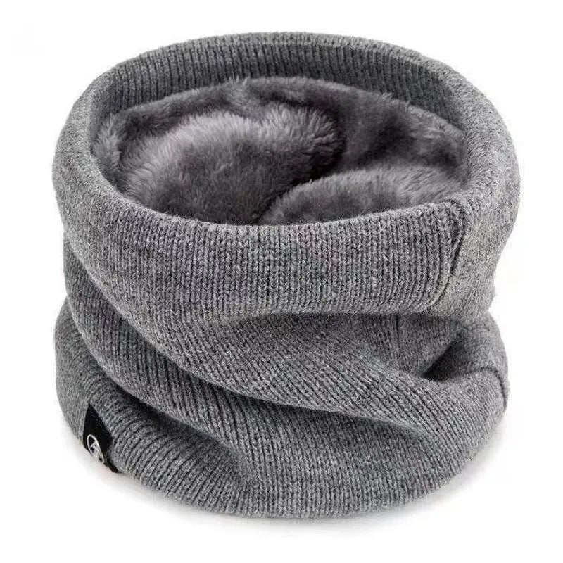 Solid Winter Plush Muffler Woolen Knitting for Women Fleece Neck Scarf