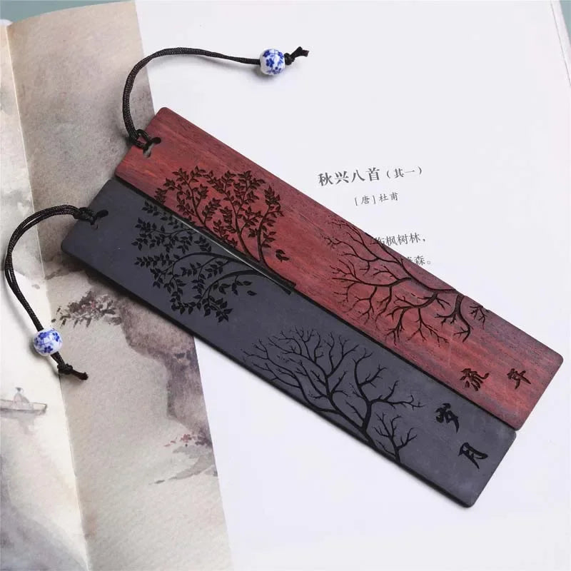 Wooden Bookmark Retro Carving Mahogany Book Mark