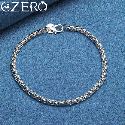 18K Gold Bracelets 925 Sterling Silver 4mm Chain Bracelet For Woman Man