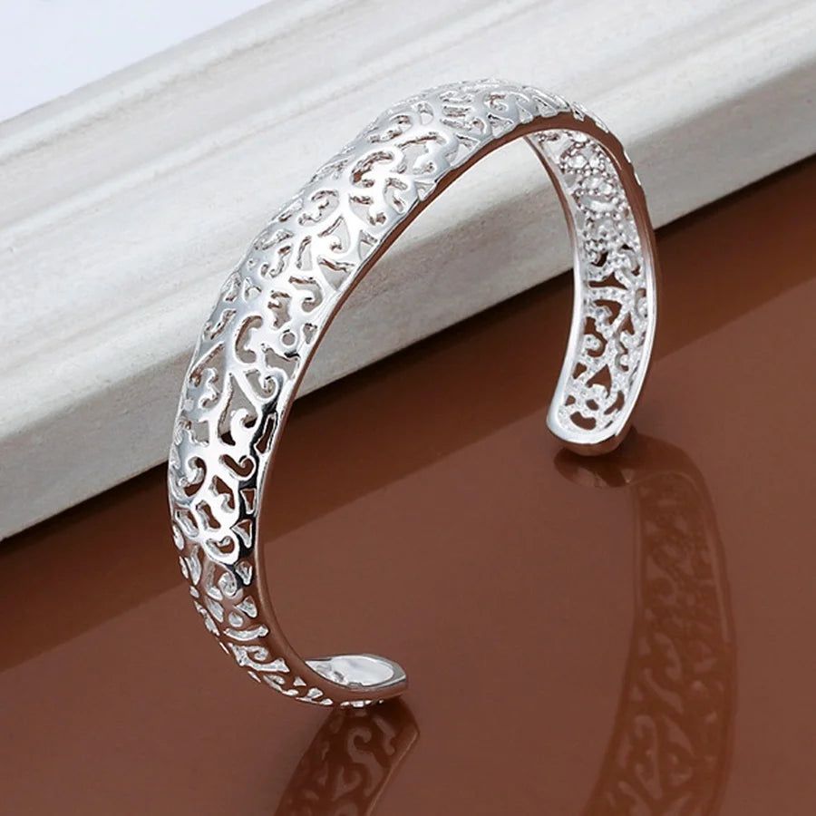 925 Sterling Silver Open Bangle Bracelet for Women