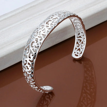 925 Sterling Silver Open Bangle Bracelet for Women