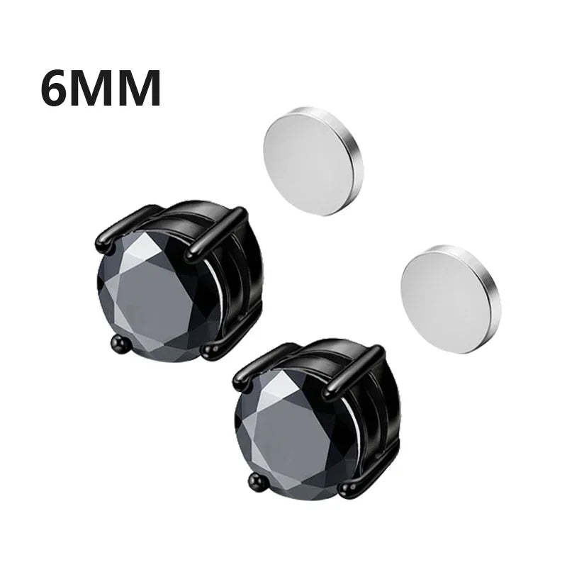 1Pairs Crystal Strong Magnetic Ear Stud Clip Earrings for Men and Women