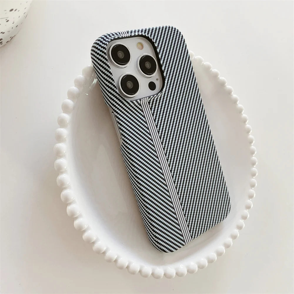 Luxury Carbon Fiber Pattern Cooling Case for iPhone 16 15 14 13 Pro Max