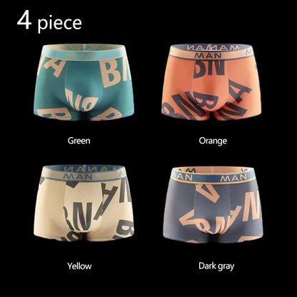 4pcs Mens Boxers Shorts Underpants Underwear Sexy Soft Ice Silky