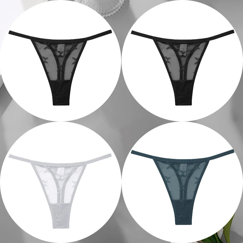 4pcs Mesh Thongs Panties Sexy G-String Seamless Underpants