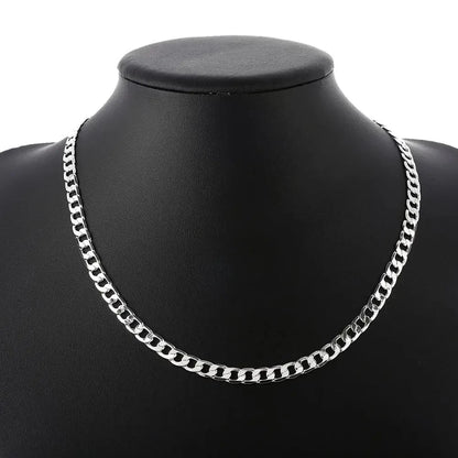 925 Sterling Silver 6MM Geometry Chain Bracelets Necklaces for Women Man