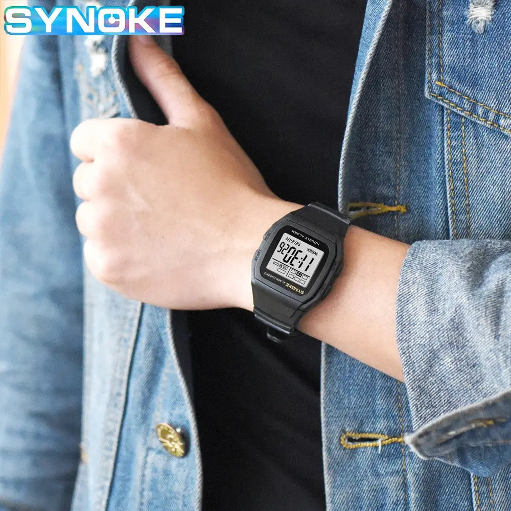 SYNOKE Mens Digital Watch Student Luminous Waterproof Multifunction