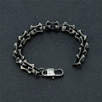 Locomotive Vintage Oxidized Black Keel Chain Link Men Bracelet