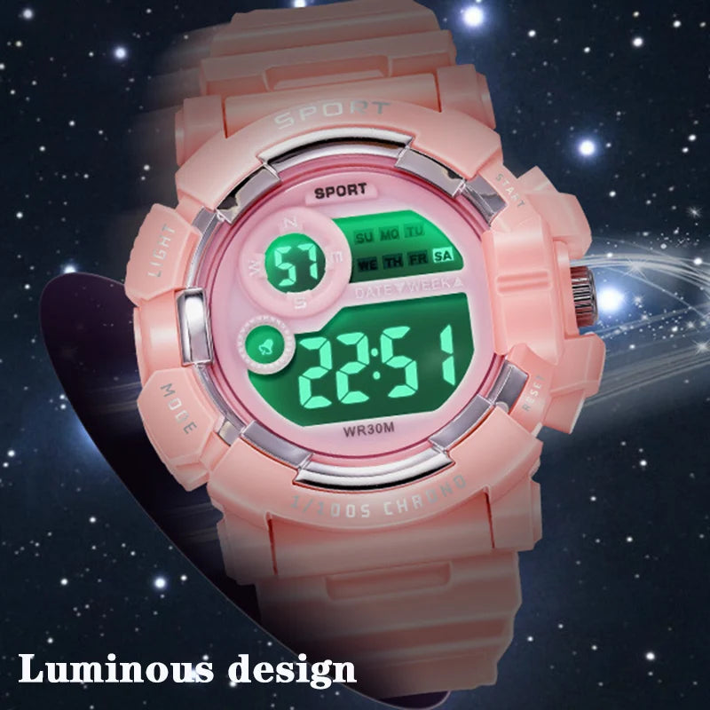 Kids Digital Watch Luminous Waterproof Alarm Boys Girls Watch